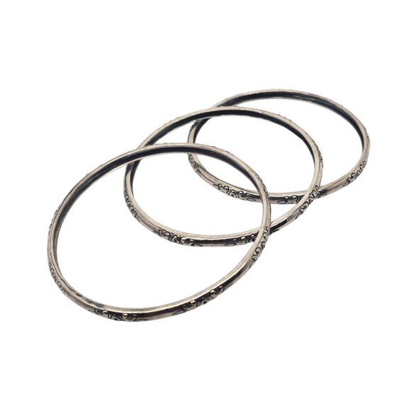 Silpada Sterling Silver Set Of 3 Willow Bangle XO Bracelets # 19624 - Picture 3 of 12
